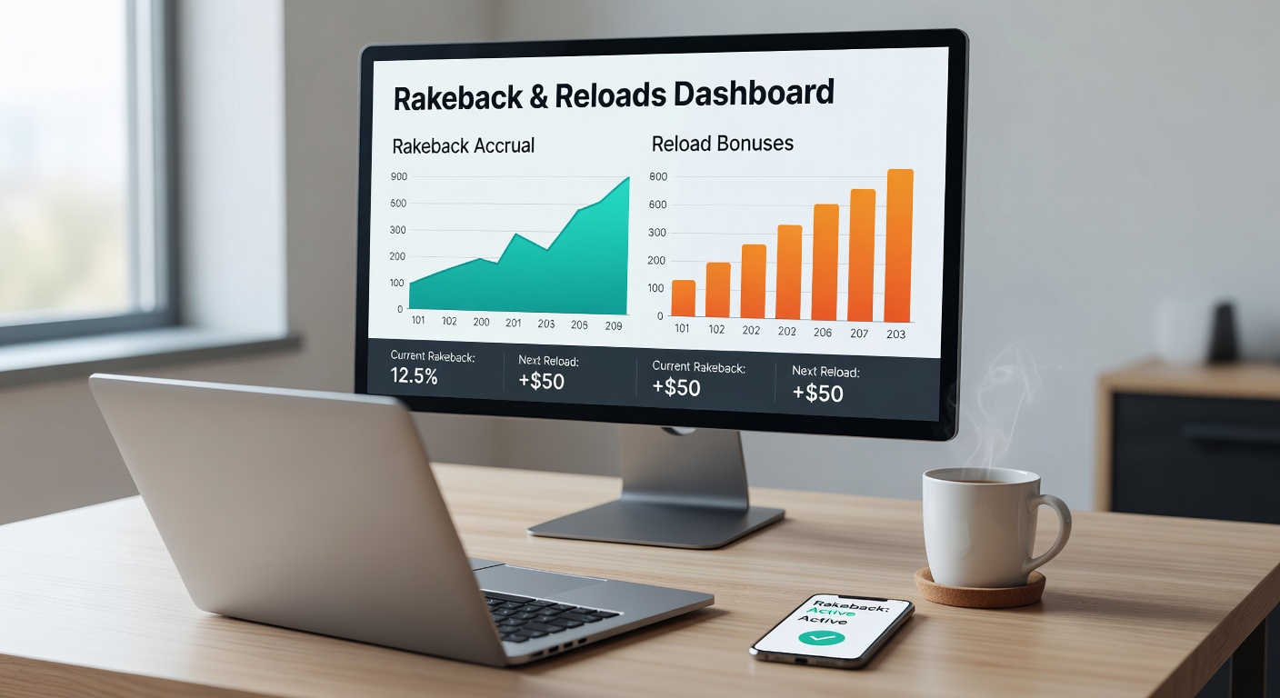 Detaillierte Tabelle mit Rakeback-Raten und Reload-Angeboten führender deutscher Pokerrooms, inklusive VIP-Stufen und aktueller Promotions für 2026